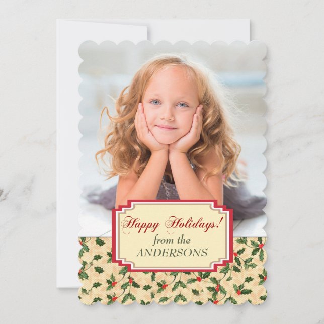 Green and Gold Holly Border Template Christmas (Front)