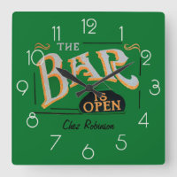 Green and Gold Home Personalised Bar Clock