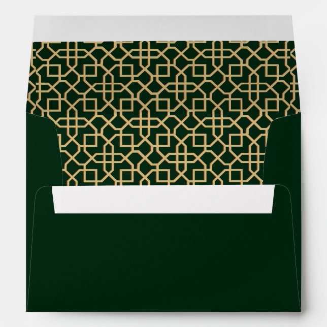 Green and Gold Islamic Pattern Envelope (Back (Bottom))
