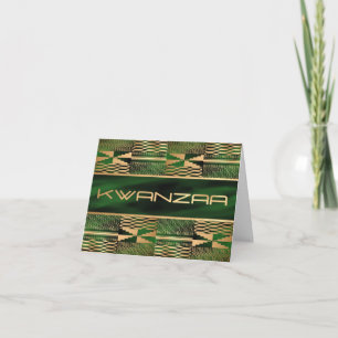 Green and Gold Kente Print "Happy Kwanzaa" Card