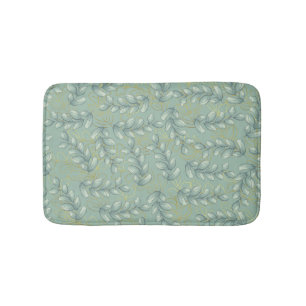Green and gold leaves bath mat