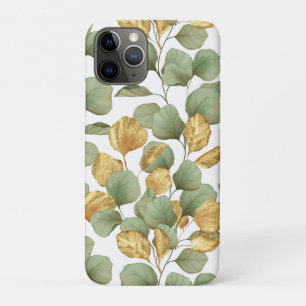 Green and gold leaves. Pattern iPhone 11 Pro Case