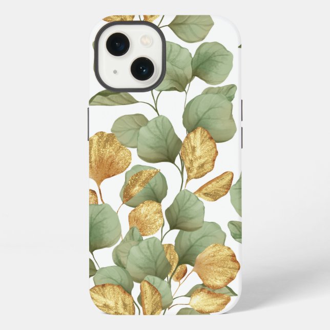 Green and gold leaves.  Pattern iPhone Case (Back)