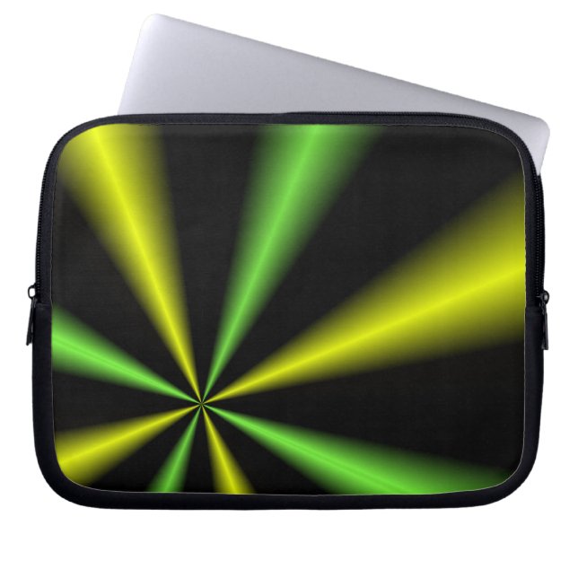 Green and Gold Lightbeams Laptop Sleeve (Front)