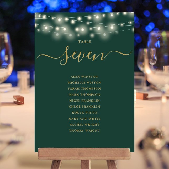 Green And Gold Lights Table Number Seating Chart (Green And Gold Lights Table Number Seating Chart)