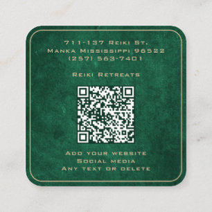    Green And Gold Mandala Reiki Healing Meditation Square Business Card