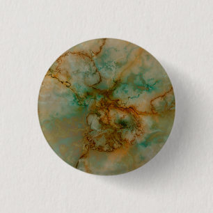 Green and Gold Marble 3 Cm Round Badge