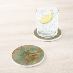 Green and Gold Marble Coaster