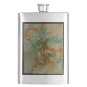 Green and Gold Marble Hip Flask