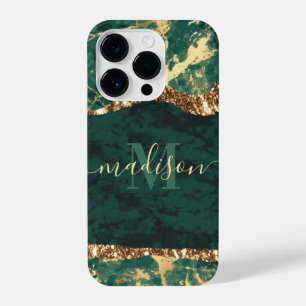 Green and Gold Marble iPhone 14 Pro Case