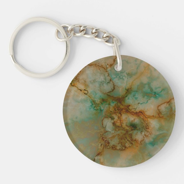 Green and Gold Marble Key Ring (Front)