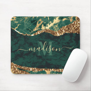 Green and Gold Marble Mouse Mat