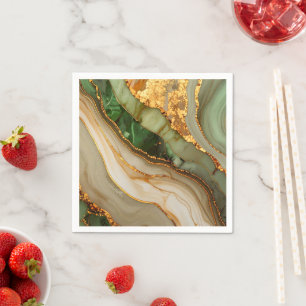 Green And Gold Marble Napkin