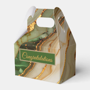 Green And Gold Marble Pattern Favour Box