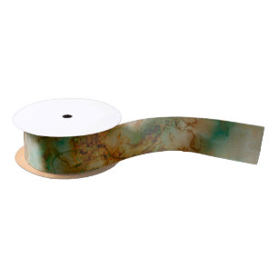 Green and Gold Marble Satin Ribbon