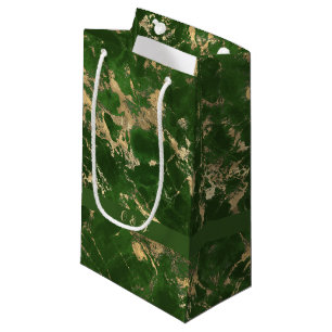 Green And Gold Marble Small Gift Bag