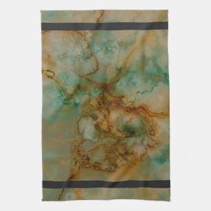 Green and Gold Marble Tea Towel