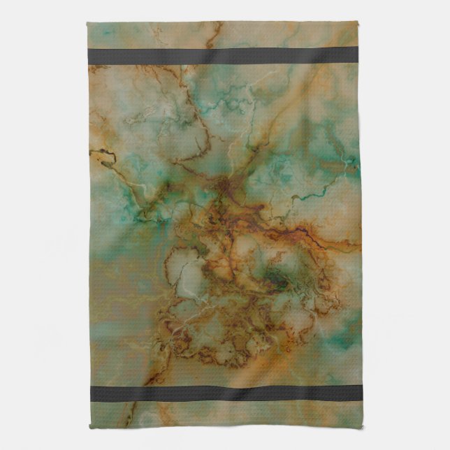 Green and Gold Marble Tea Towel (Vertical)