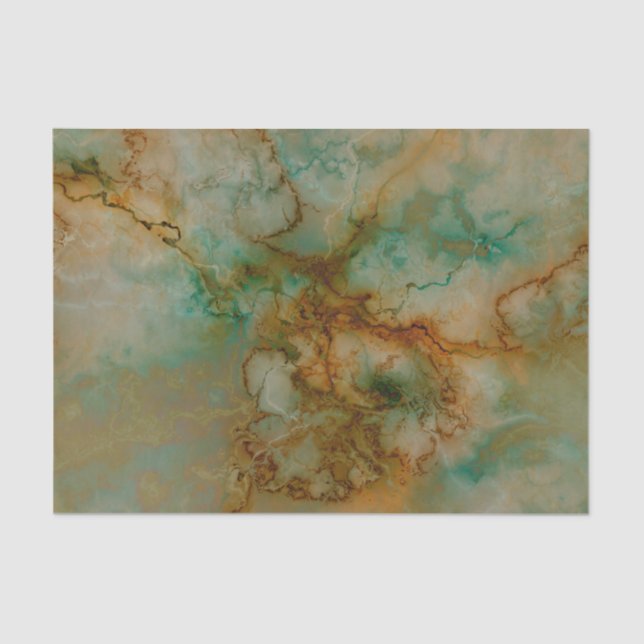 Green and Gold Marble Tissue Paper (Front)