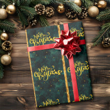 Green and Gold Merry Christmas Elegant Script