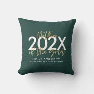green and gold modern script photo graduation cushion