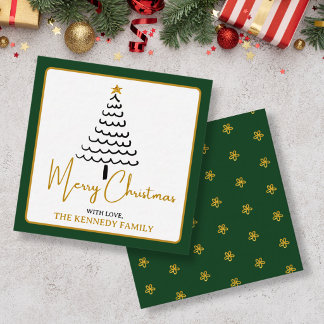 Green And Gold Modern Tree Merry Christmas Budget  Card