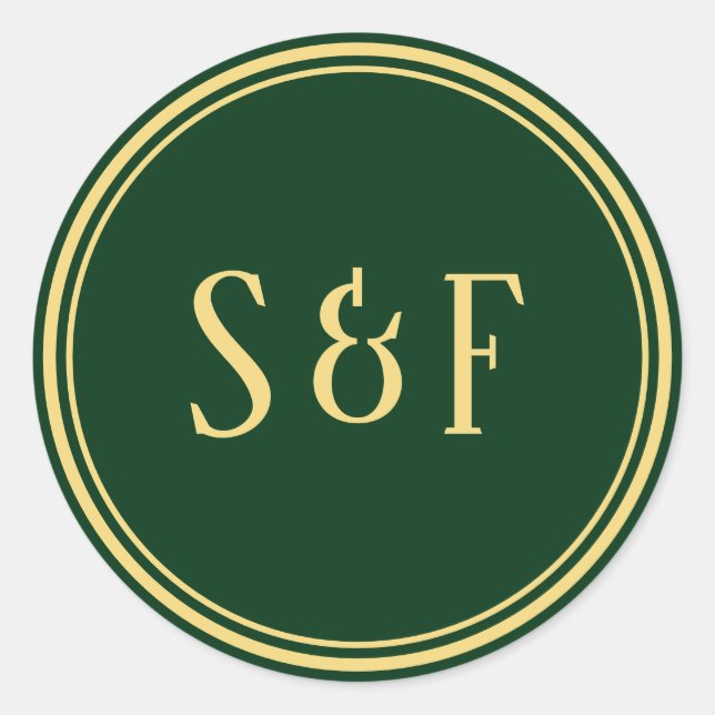 Green and Gold Monogram Envelope Seal (Front)