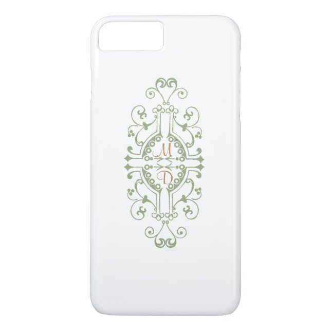 Green and Gold Monogram iPhone Case (Back)