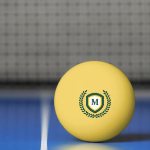 Green and Gold Monogram Logo Crest Ping Pong Ball