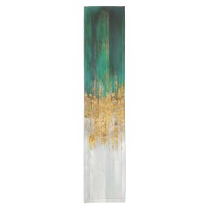 Green and gold motion abstract short table runner
