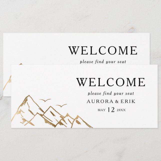 Green and Gold Mountain Hanging Seating Chart (Front/Back)