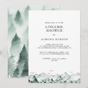 Green and Gold Mountain Lingerie Shower Invitation