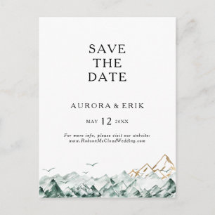 Green and Gold Mountain Save The Date Postcard