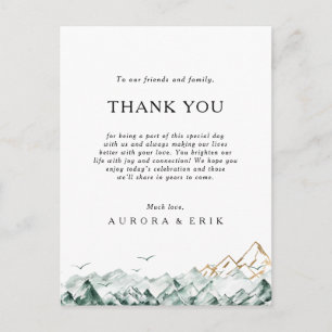 Green and Gold Mountain Thank You Reception Card