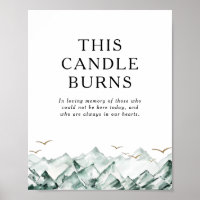 Green and Gold Mountain This Candle Burns Wedding