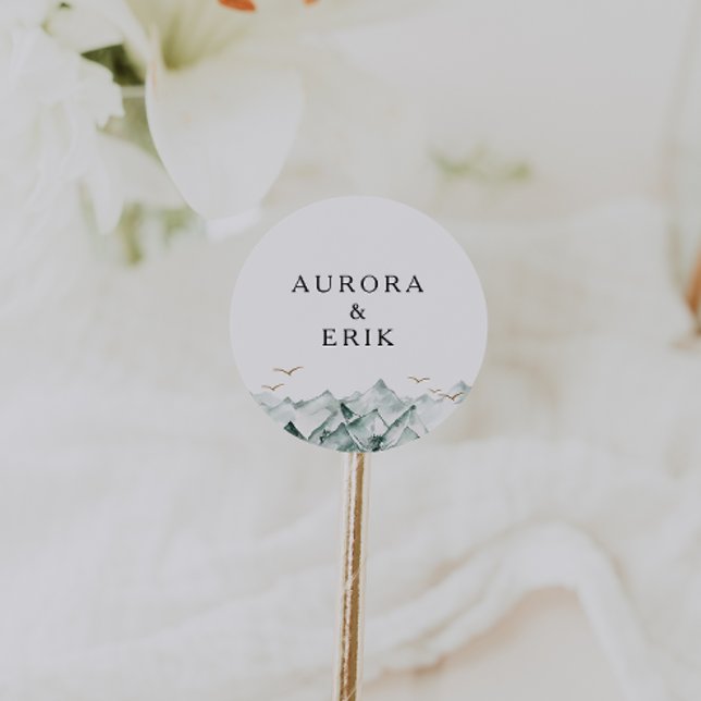 Green and Gold Mountain Wedding Envelope Seals (Creator Uploaded)