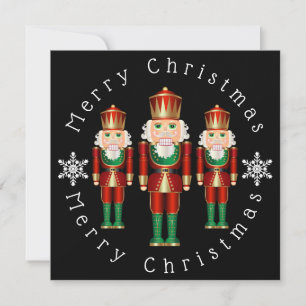 Green and Gold Nutcrackers Personalise Thank You Card