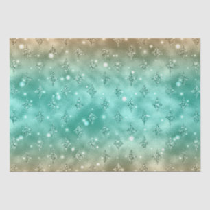 Green and Gold Ombre Glitter Celestial Pattern Tissue Paper