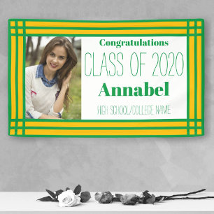 Green and Gold One Photo Geometric Grad Banner