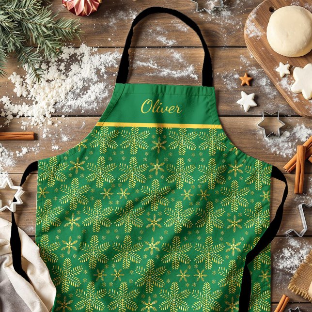 Green and Gold Personalised Apron (Creator Uploaded)
