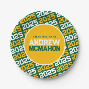 Green and Gold Personalised Graduation Paper Plate