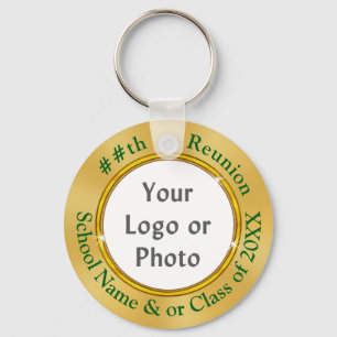 Green and Gold Photo Class Reunion Party Favours Key Ring