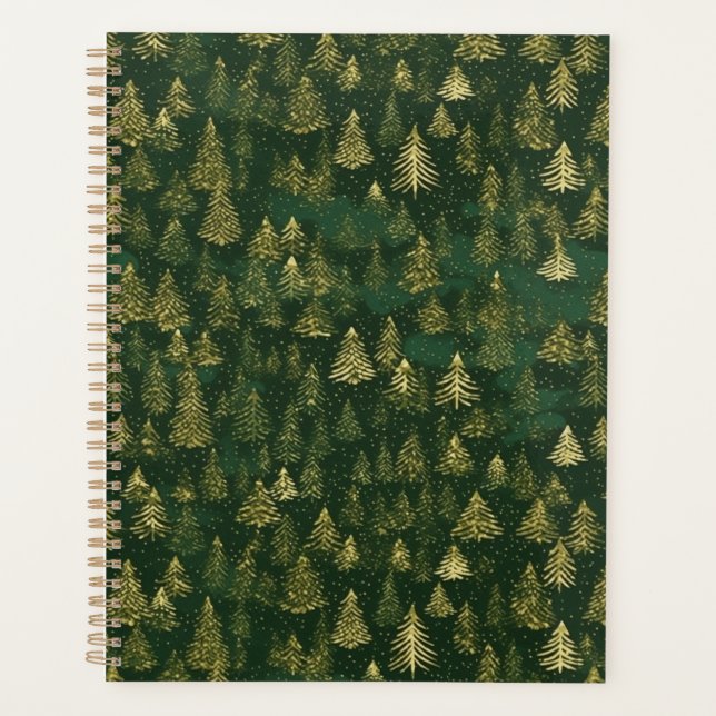 Green and Gold Pine Forest Chiyogami Planner (Front)