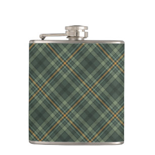 Green and Gold Plaid Hip Flask