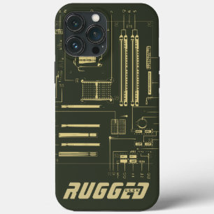 green and gold RUGGED GEEK Motherboard Tech iPhone 13 Pro Max Case