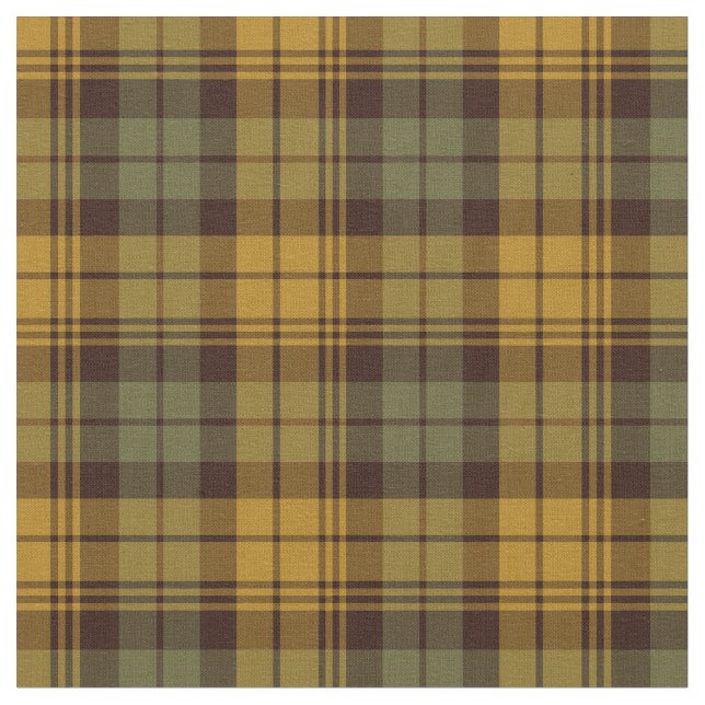 Green and Gold Rustic Plaid Fabric (Close Up)