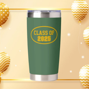 Green and Gold School Colors Class Year Insulated Tumbler
