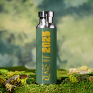 Green and Gold School Colours Class Year Water Bottle