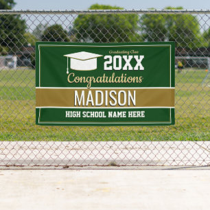 Green and Gold School Colours Graduation Banner
