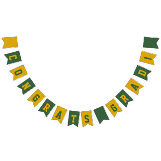Green and Gold School Colours Graduation Bunting